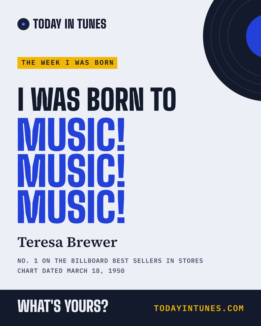 I was born to Music! Music! Music!, by Teresa Brewer