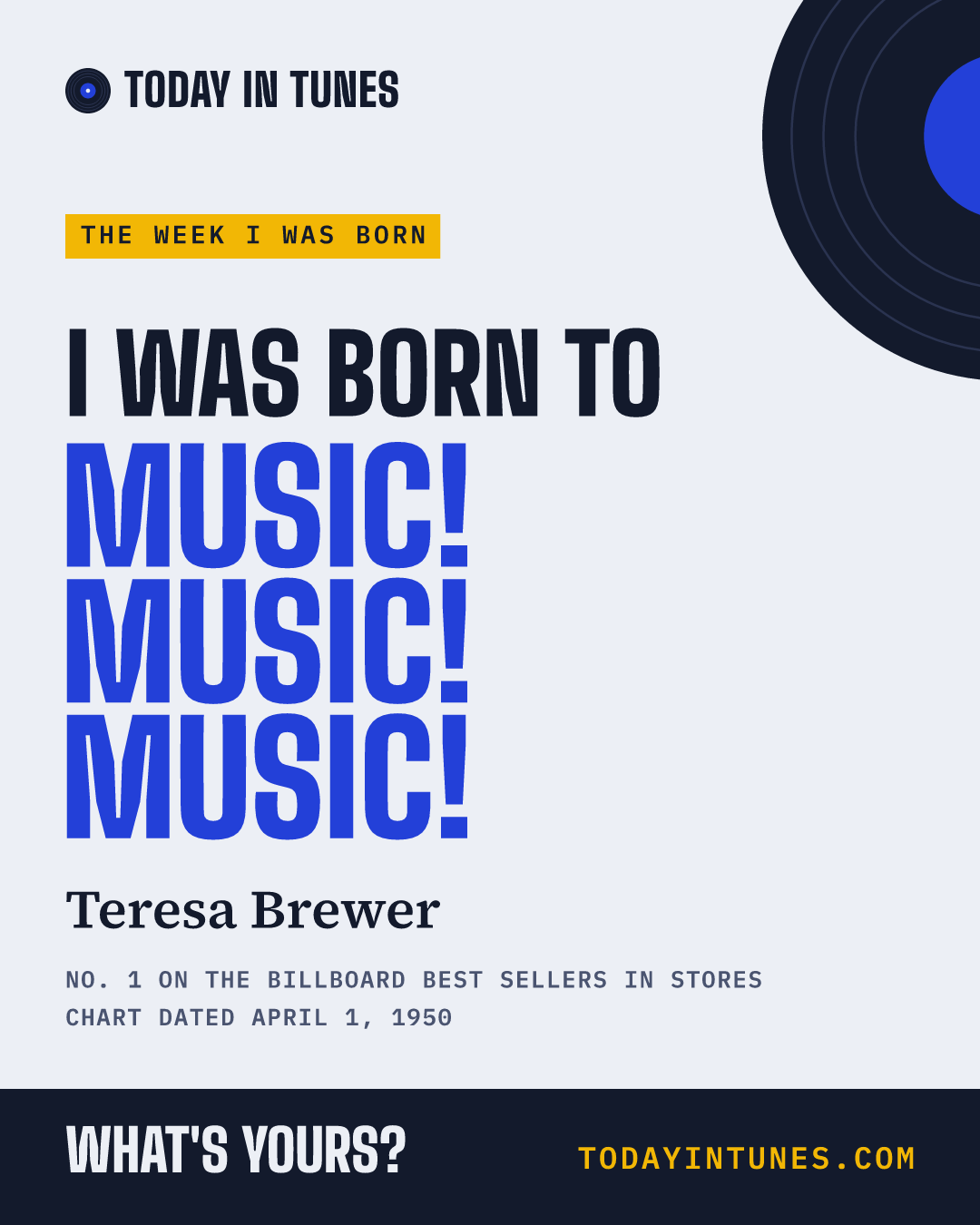 I was born to Music! Music! Music!, by Teresa Brewer