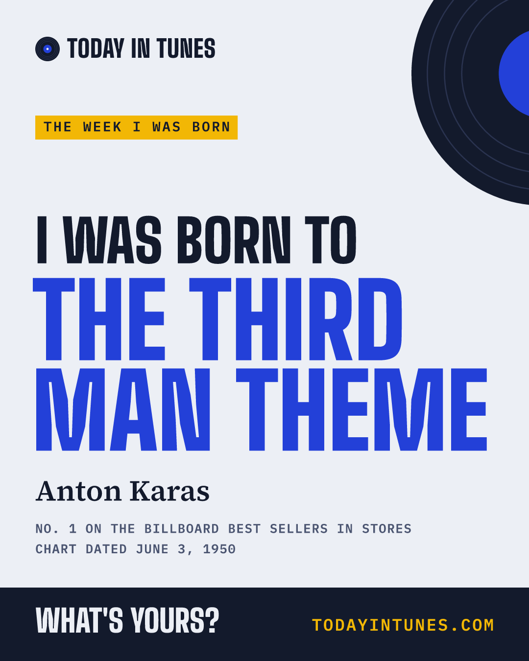 I was born to The Third Man Theme, by Anton Karas