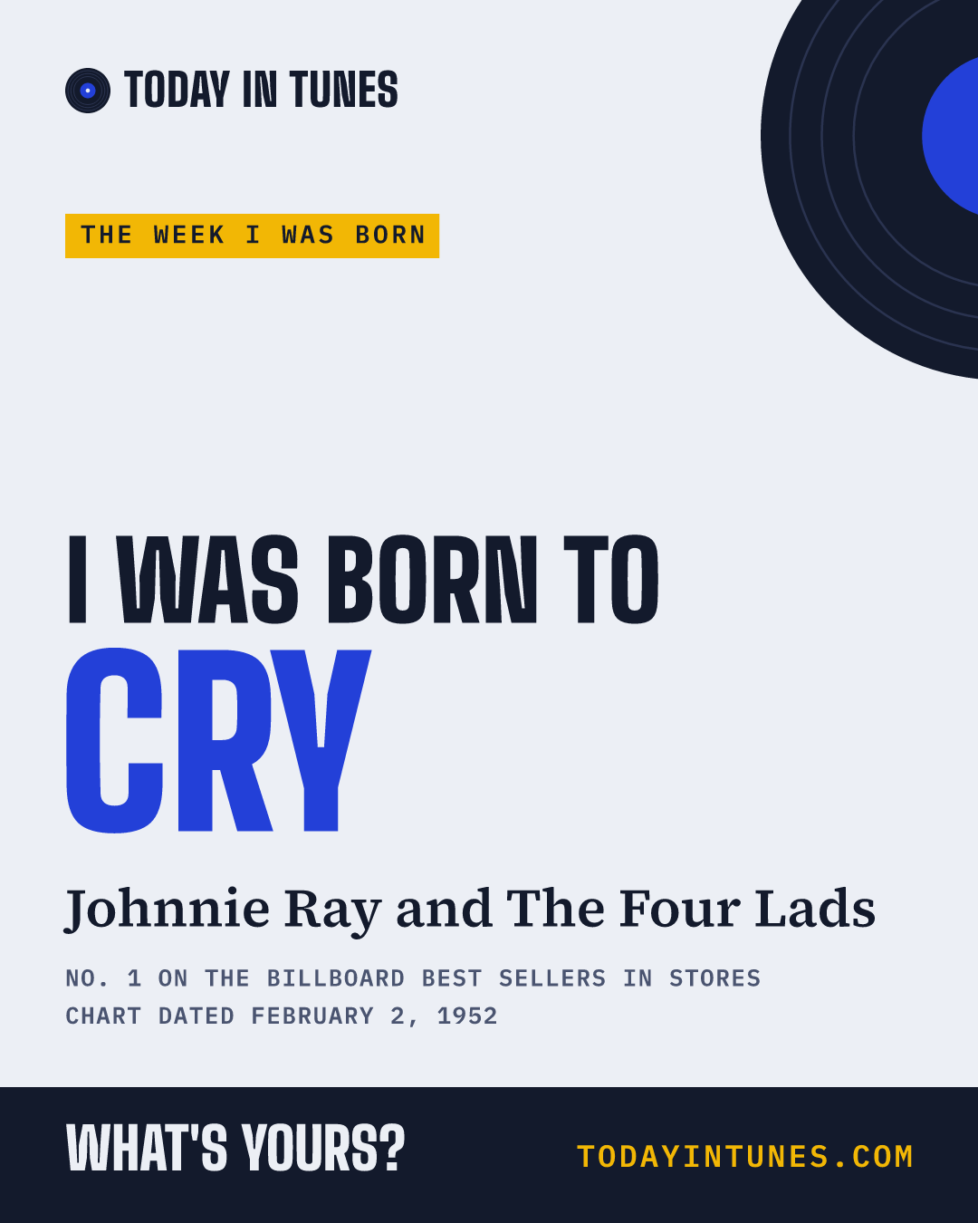 I was born to Cry, by Johnnie Ray and The Four Lads