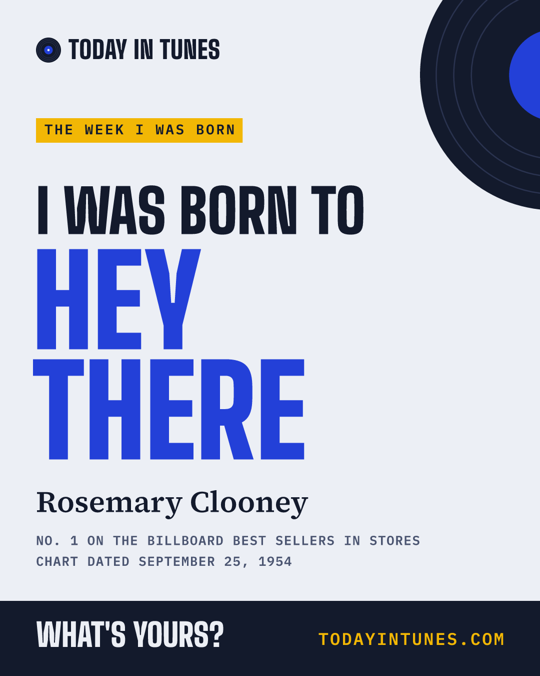 I was born to Hey There, by Rosemary Clooney