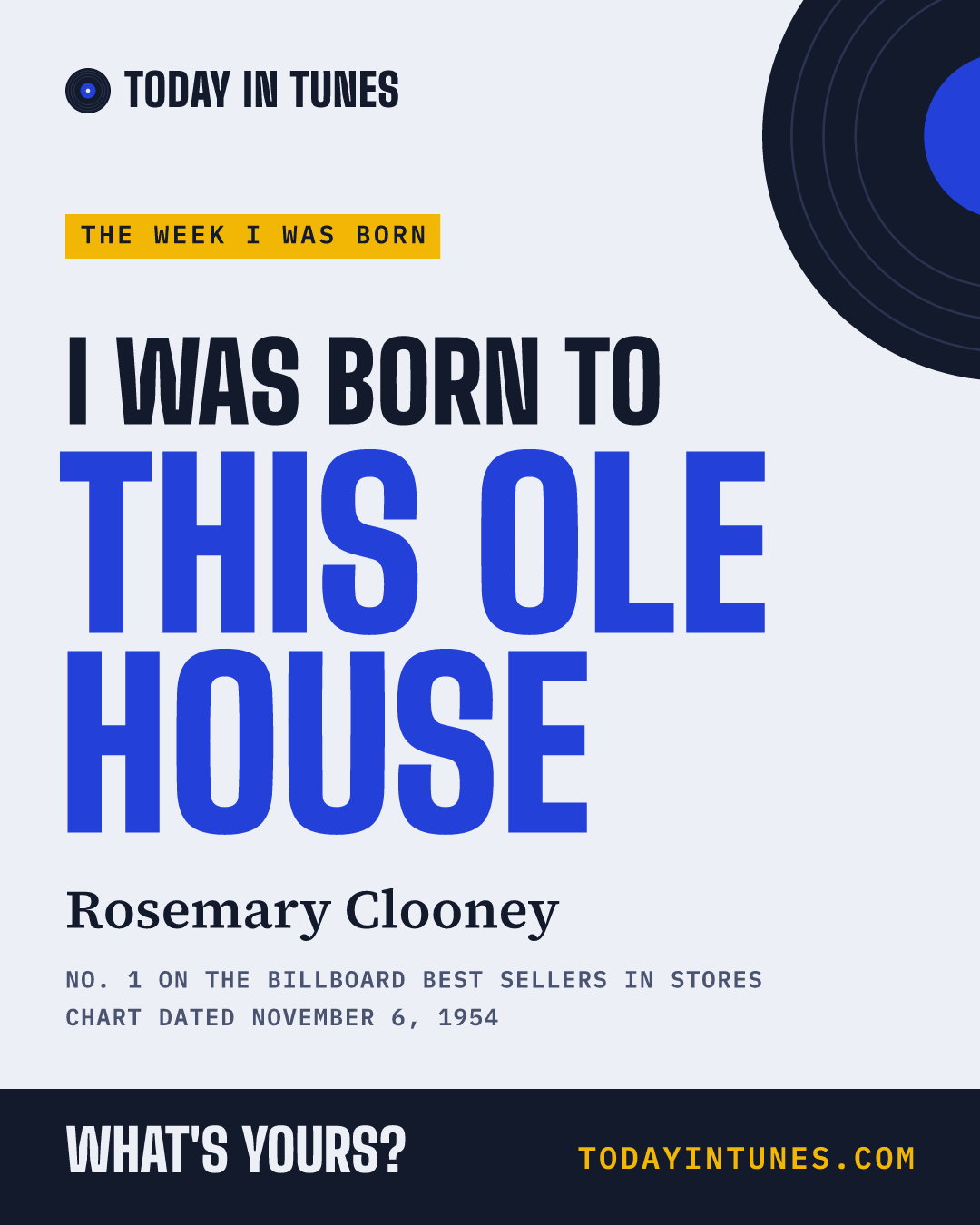 I was born to This Ole House, by Rosemary Clooney