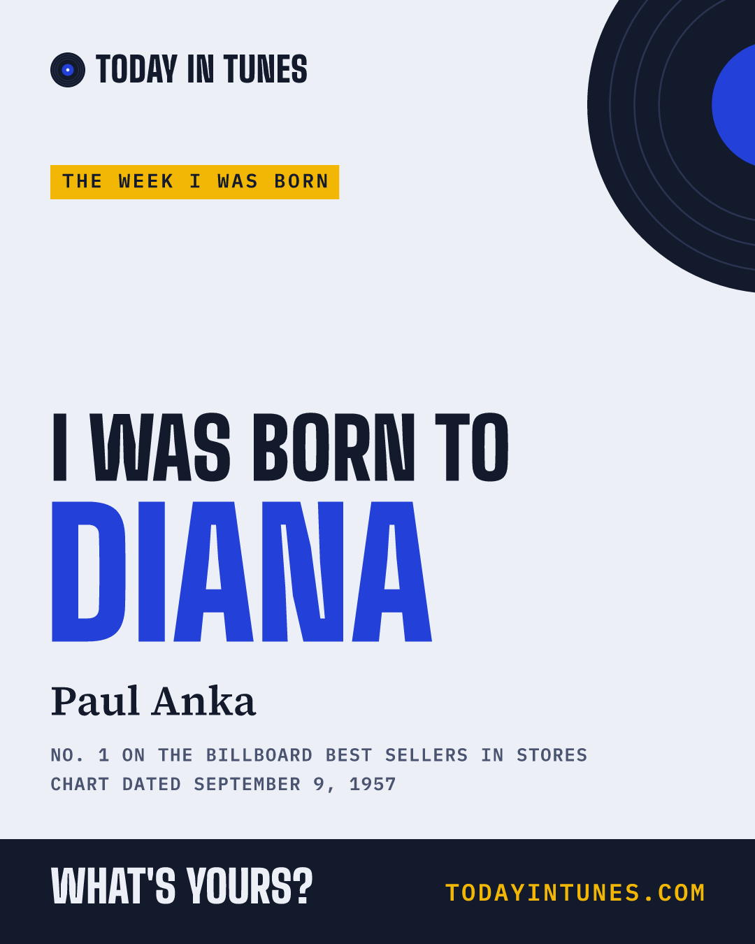 I was born to Diana, by Paul Anka
