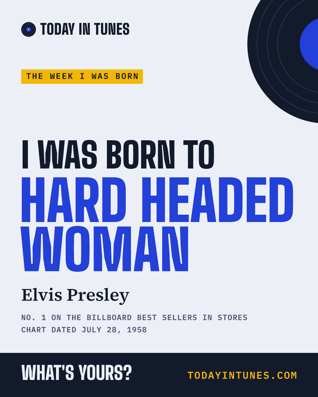 I was born to Hard Headed Woman, by Elvis Presley