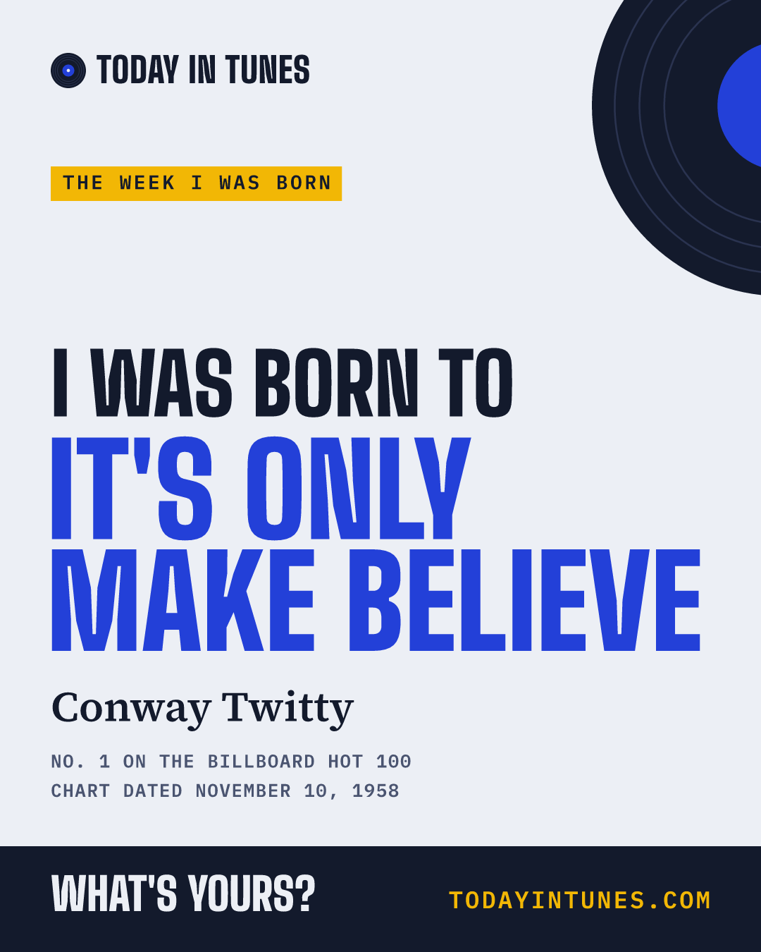 I was born to It's Only Make Believe, by Conway Twitty