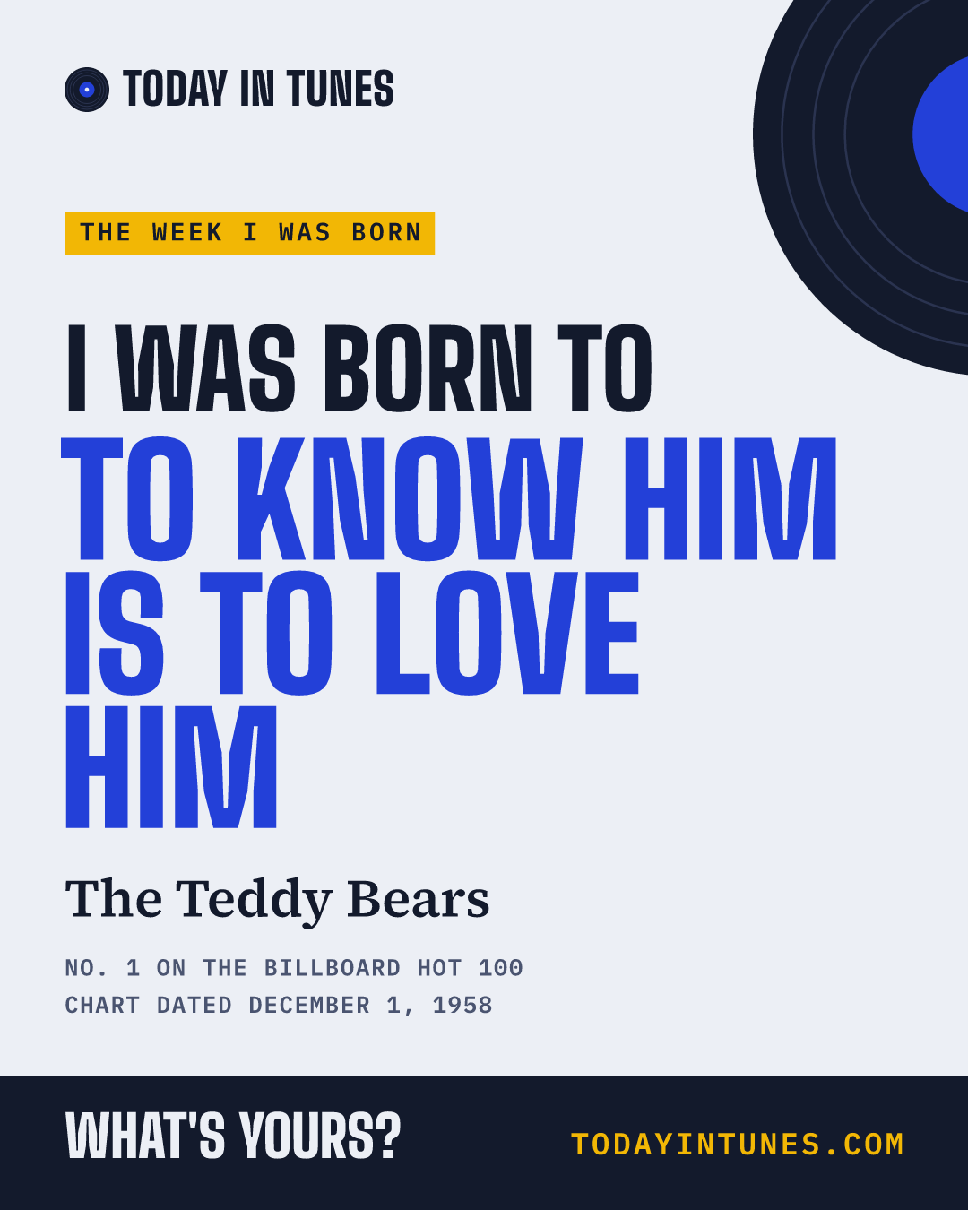 I was born to To Know Him Is to Love Him, by The Teddy Bears