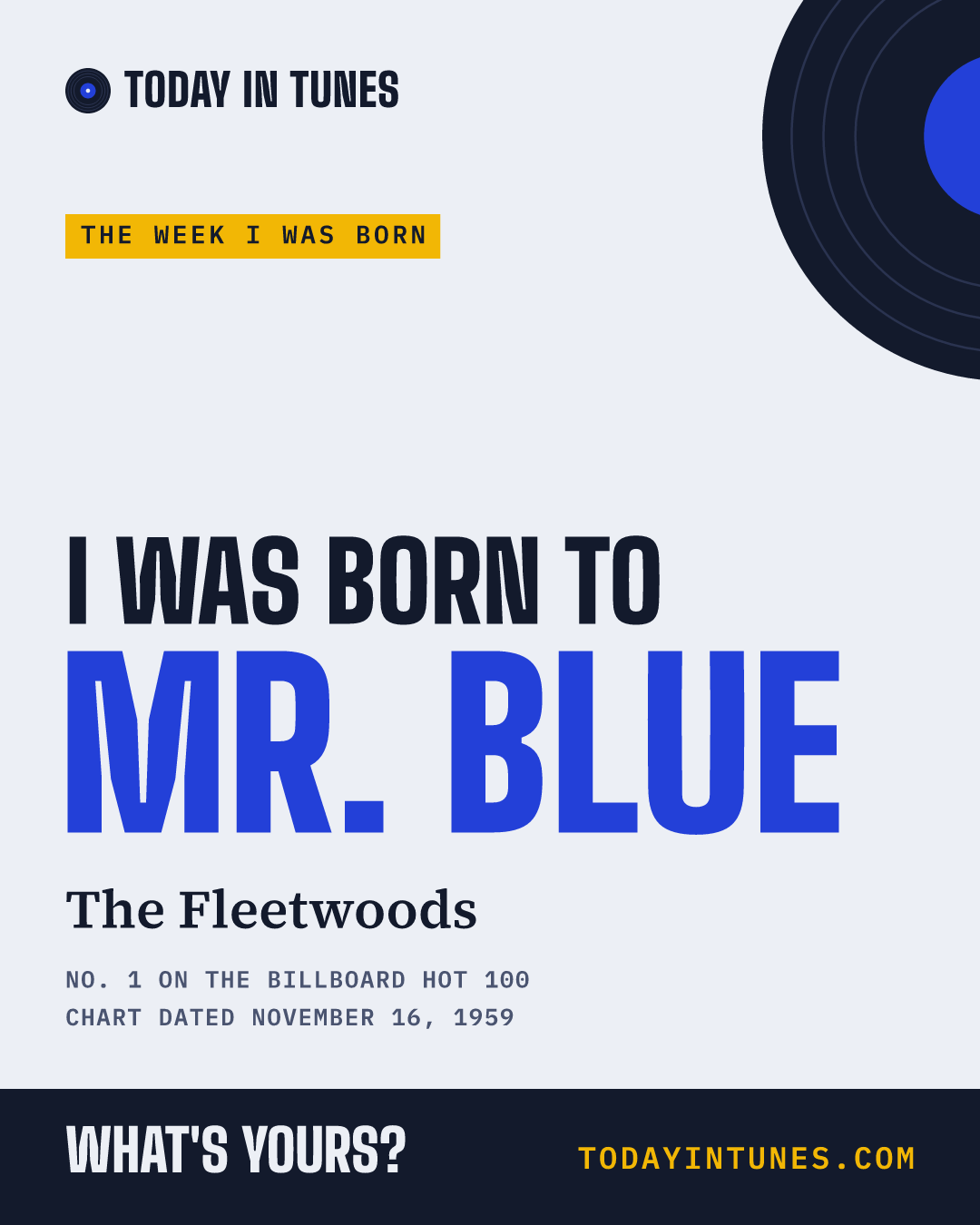 I was born to Mr. Blue, by The Fleetwoods