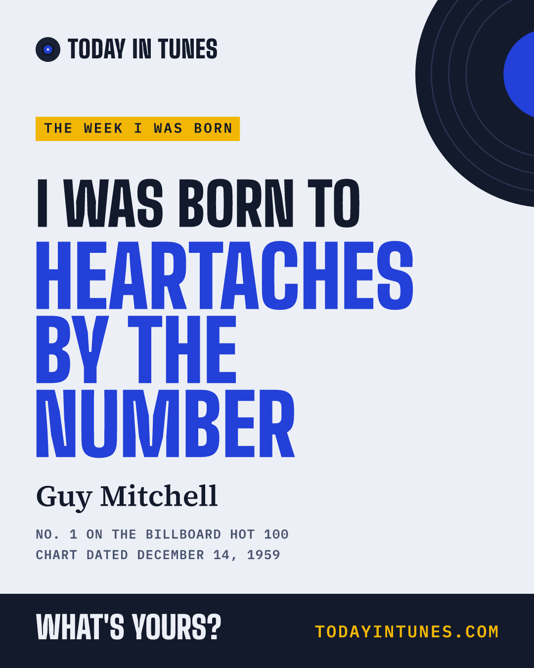 I was born to Heartaches by the Number, by Guy Mitchell