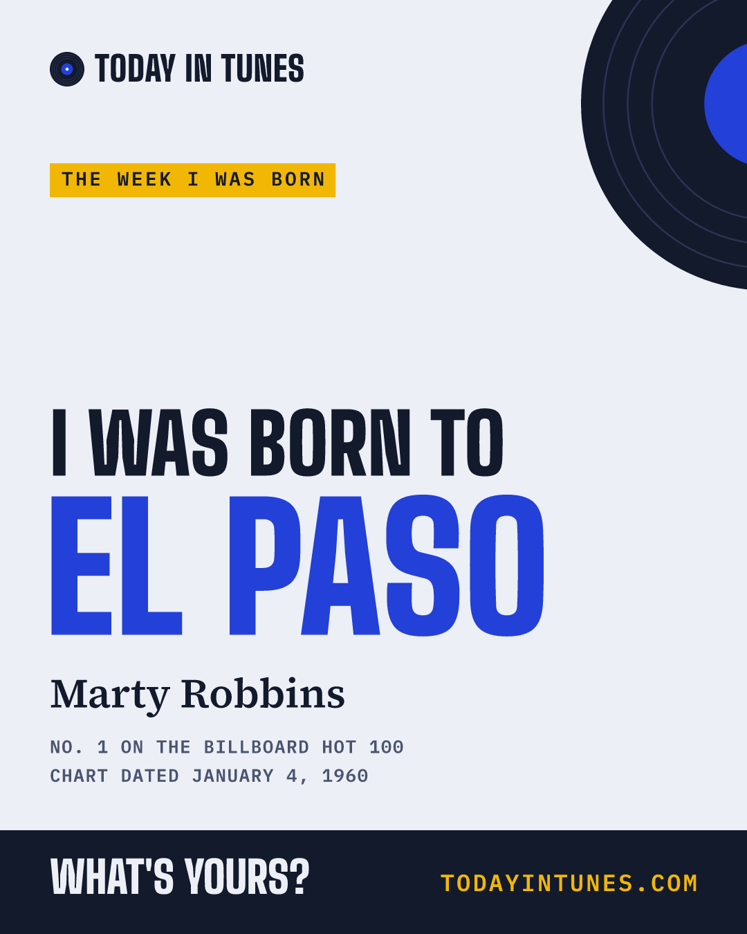 I was born to El Paso, by Marty Robbins