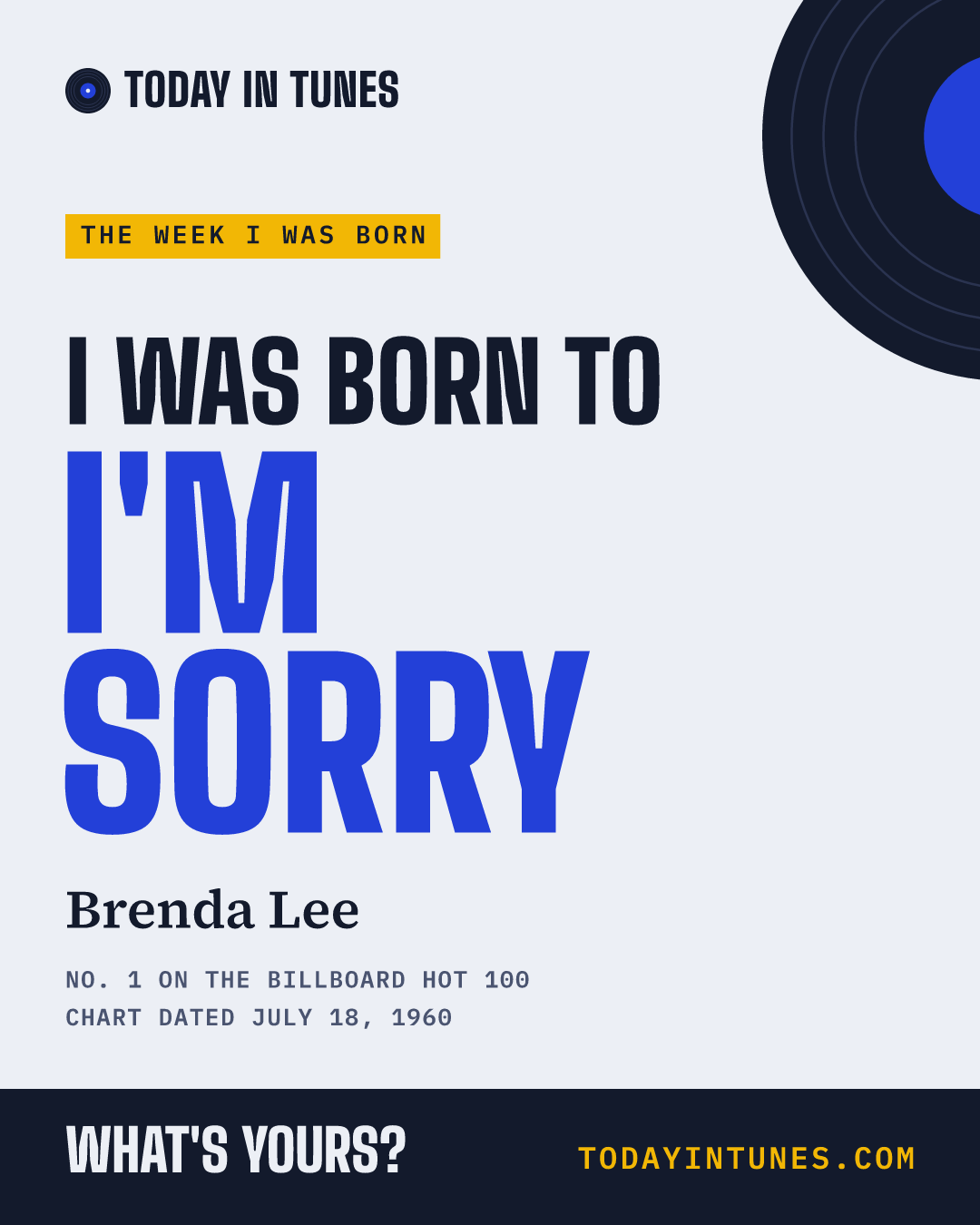 I was born to I'm Sorry, by Brenda Lee