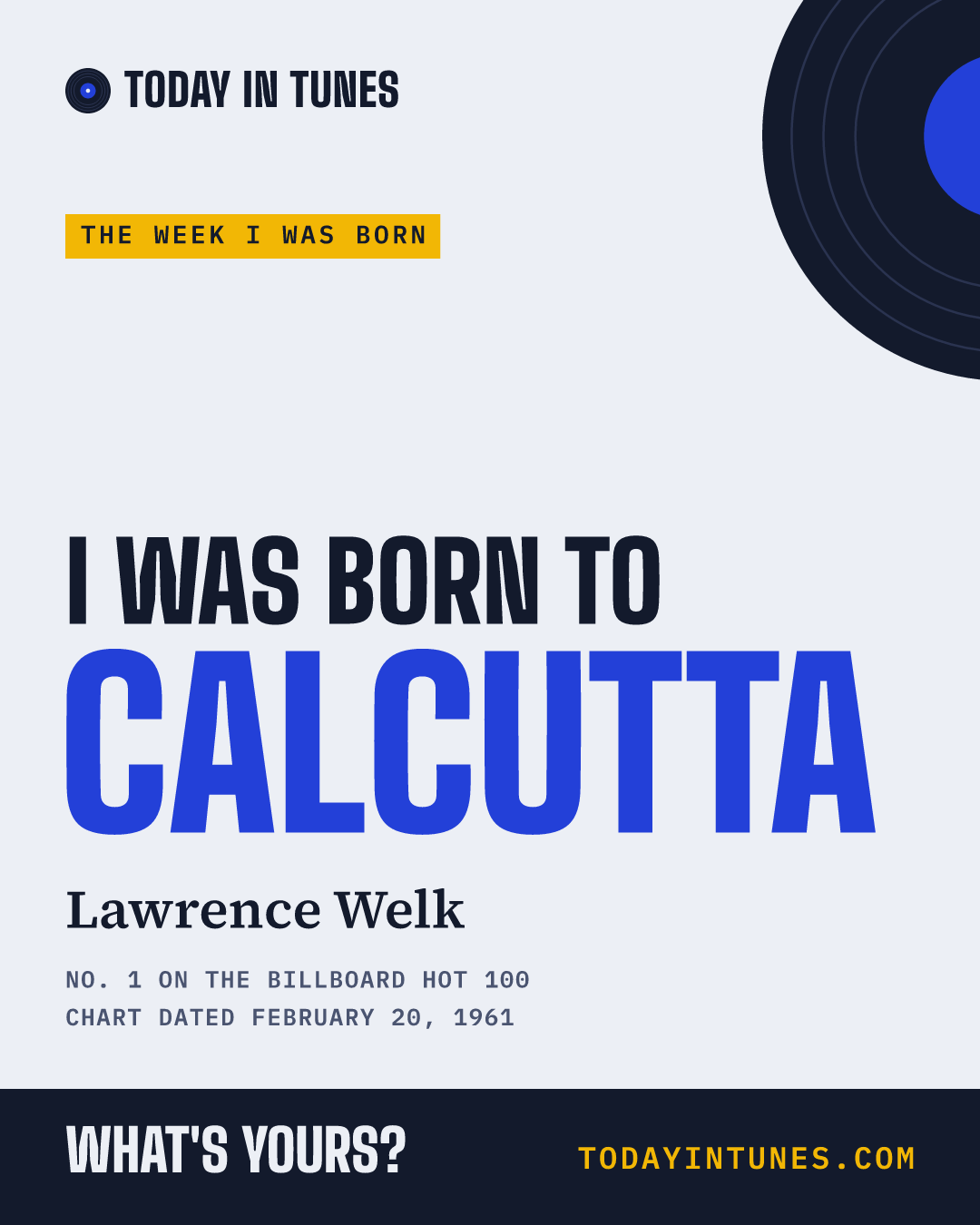 I was born to Calcutta, by Lawrence Welk