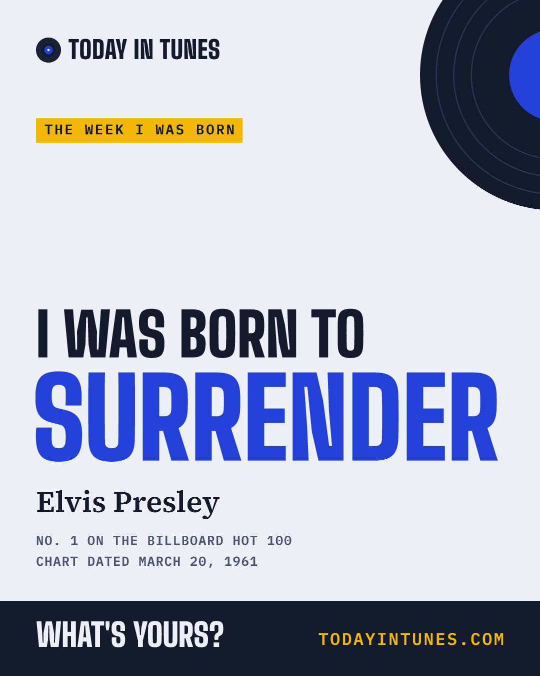 I was born to Surrender, by Elvis Presley
