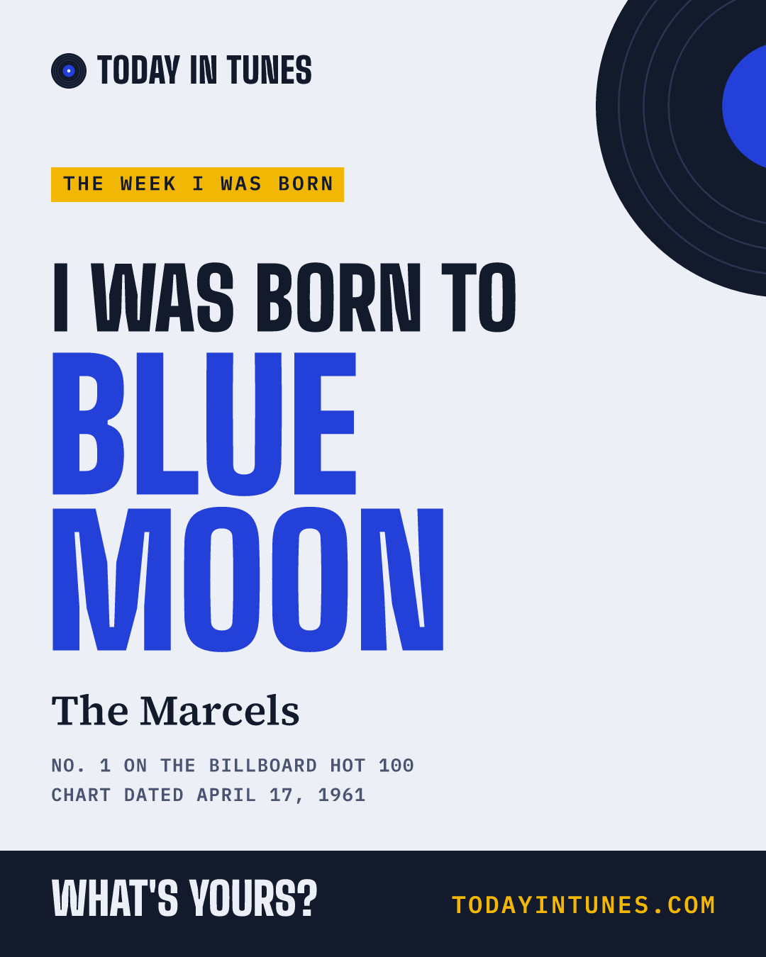 I was born to Blue Moon, by The Marcels