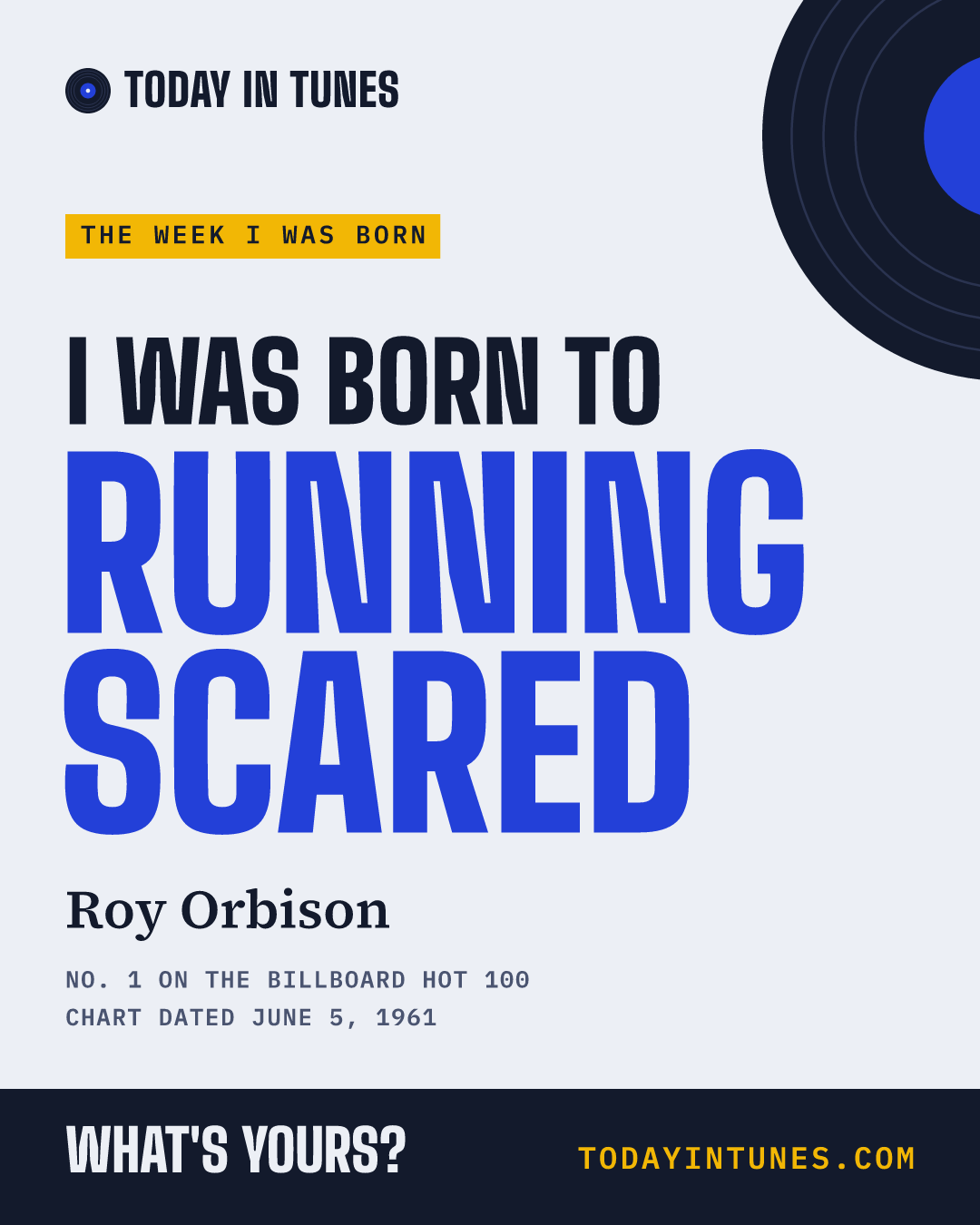 I was born to Running Scared, by Roy Orbison