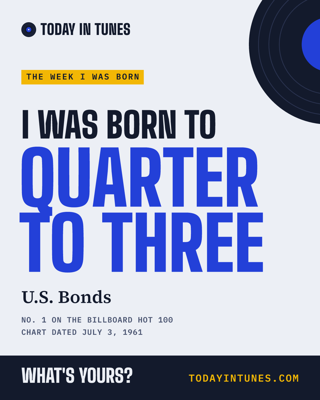 I was born to Quarter to Three, by U.S. Bonds