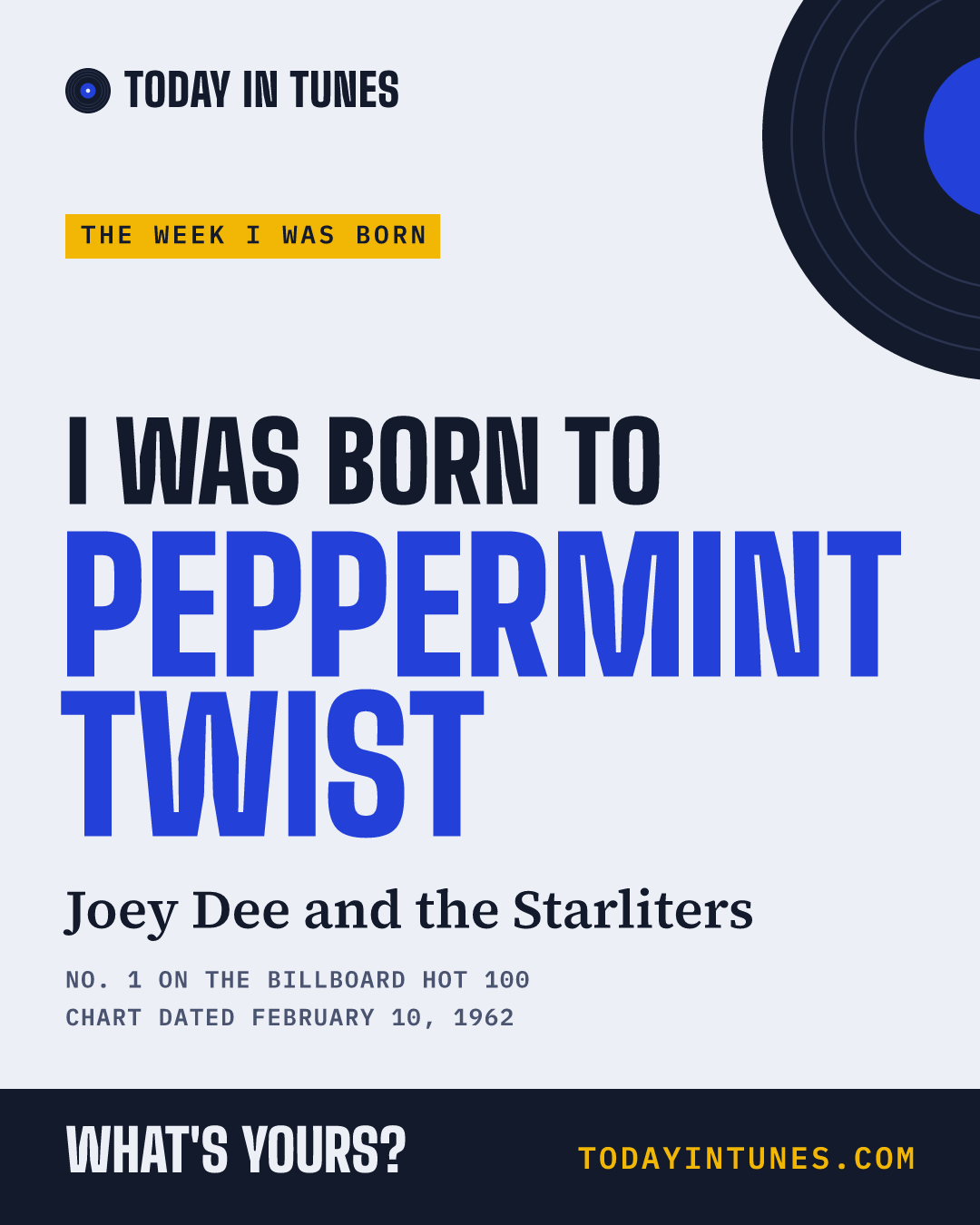 I was born to Peppermint Twist, by Joey Dee and the Starliters