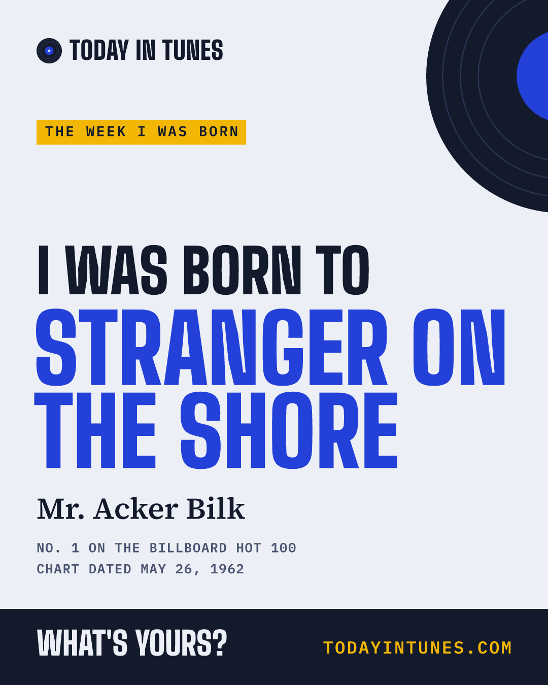 I was born to Stranger on the Shore, by Mr. Acker Bilk