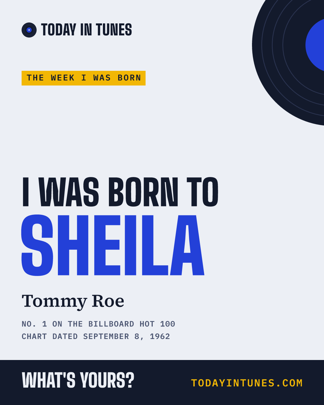 I was born to Sheila, by Tommy Roe