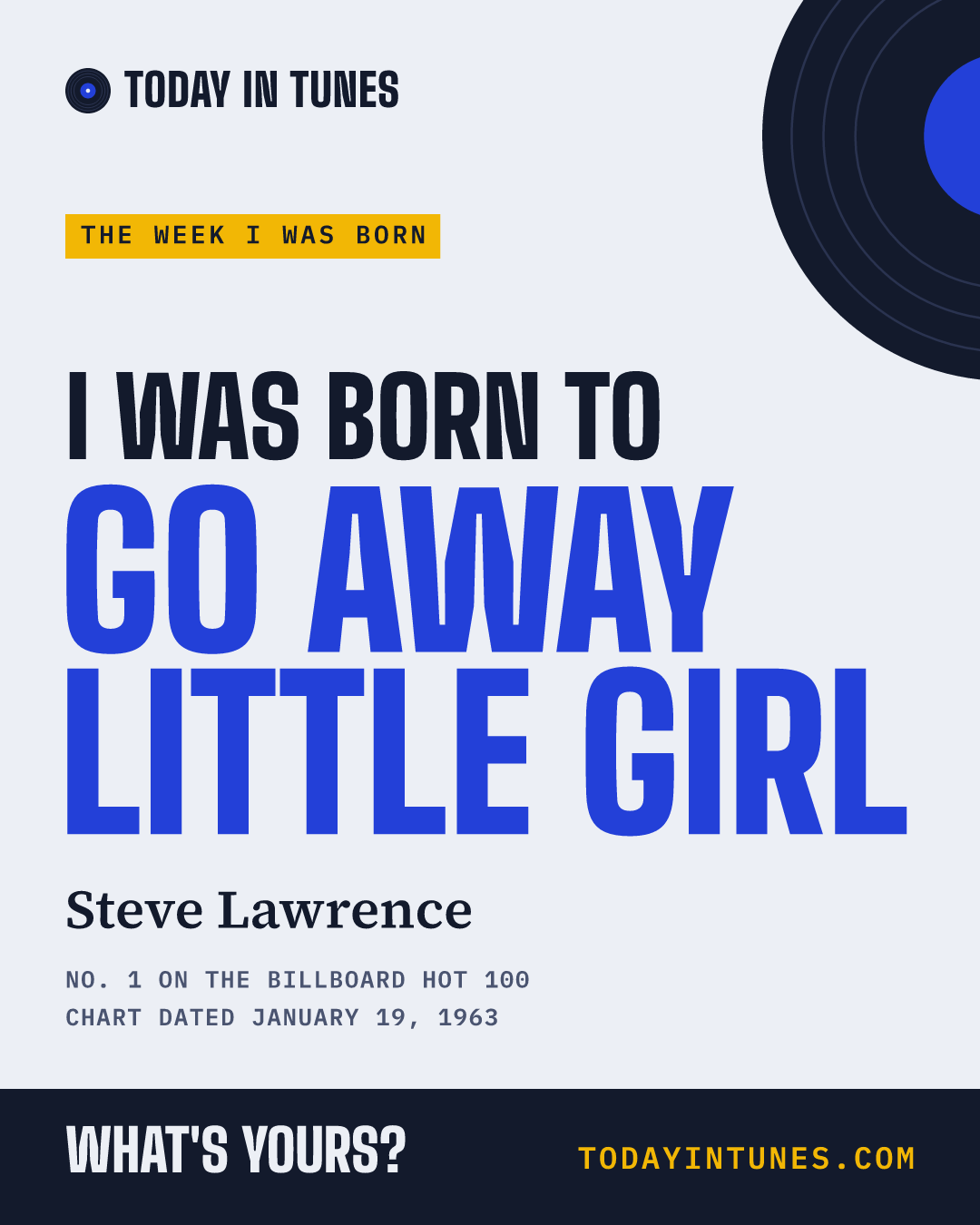 I was born to Go Away Little Girl, by Steve Lawrence