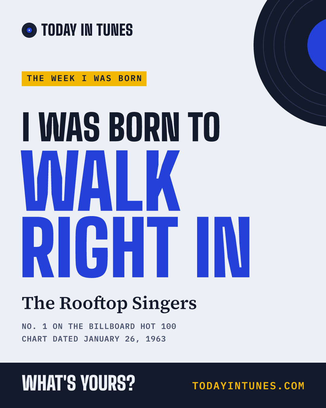 I was born to Walk Right In, by The Rooftop Singers