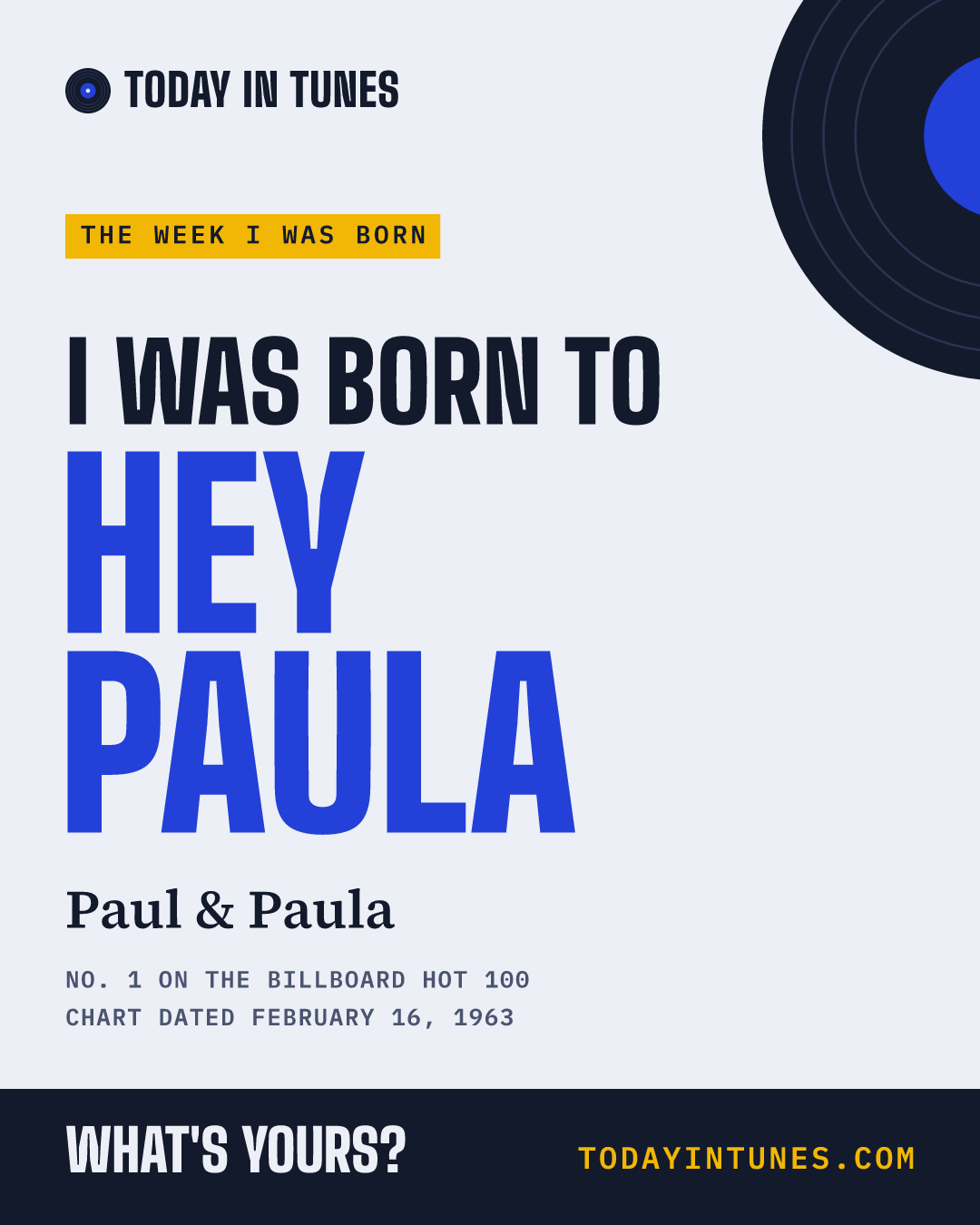 I was born to Hey Paula, by Paul & Paula