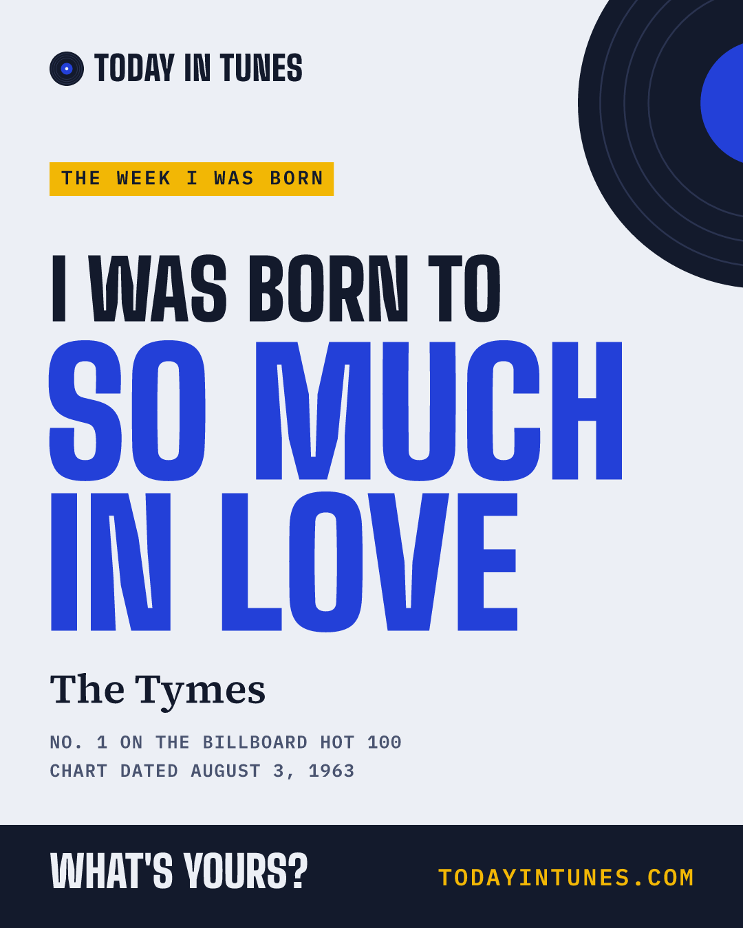 I was born to So Much in Love, by The Tymes