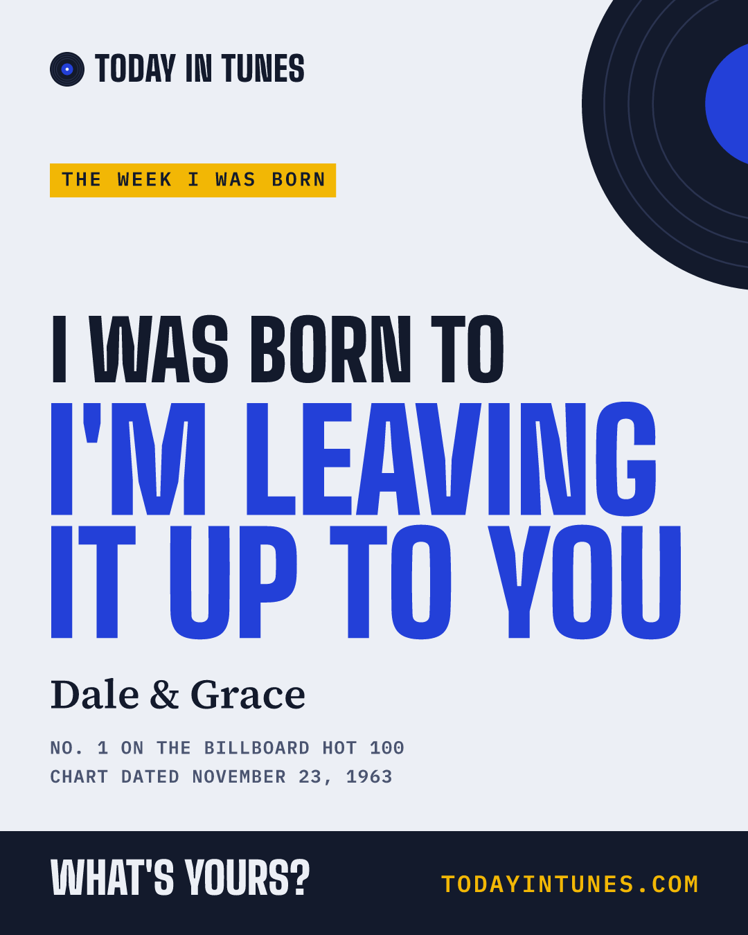 I was born to I'm Leaving It Up to You, by Dale & Grace