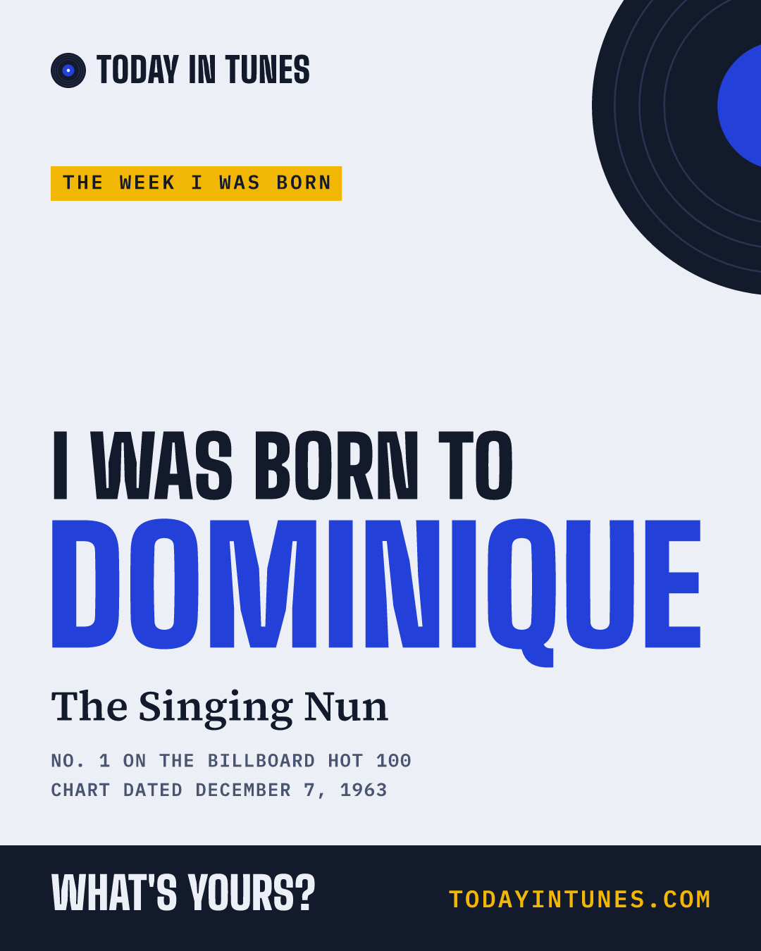 I was born to Dominique, by The Singing Nun