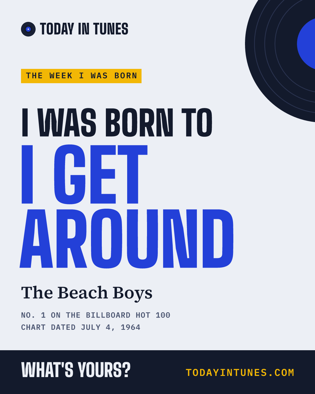 I was born to I Get Around, by The Beach Boys