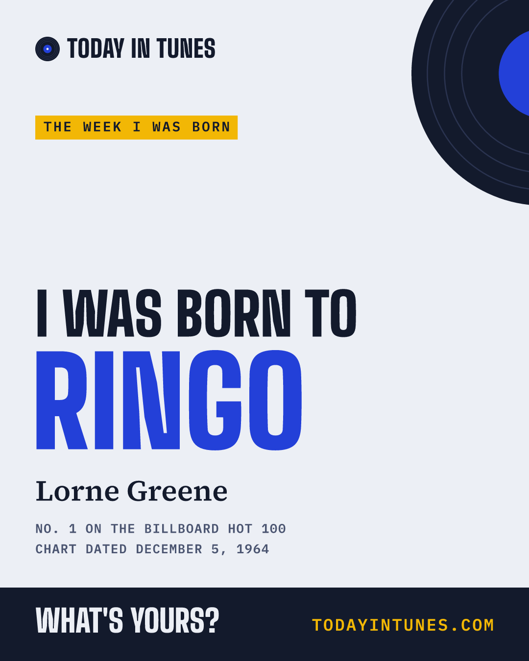 I was born to Ringo, by Lorne Greene