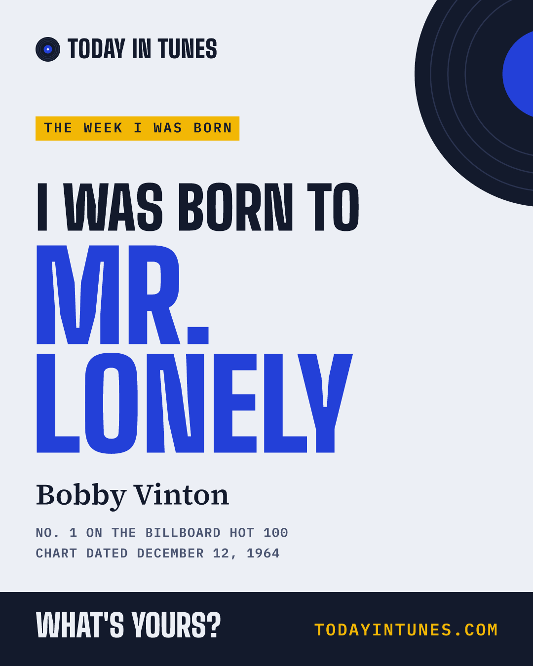 I was born to Mr. Lonely, by Bobby Vinton