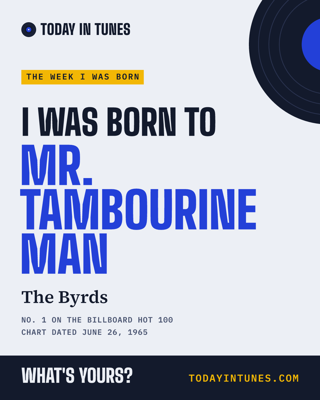 I was born to Mr. Tambourine Man, by The Byrds