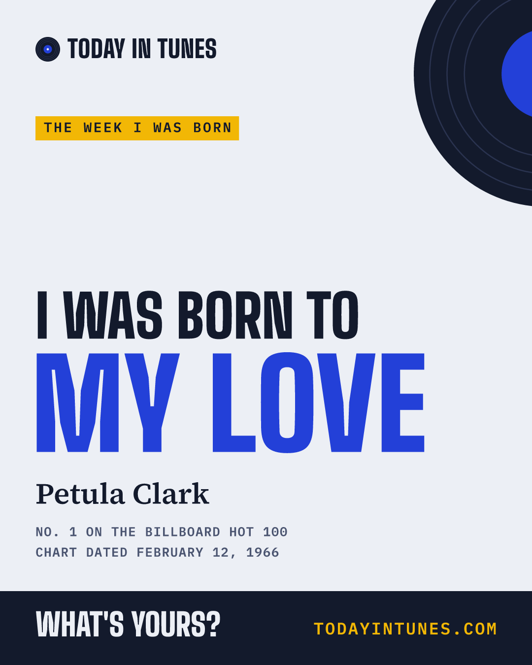 I was born to My Love, by Petula Clark