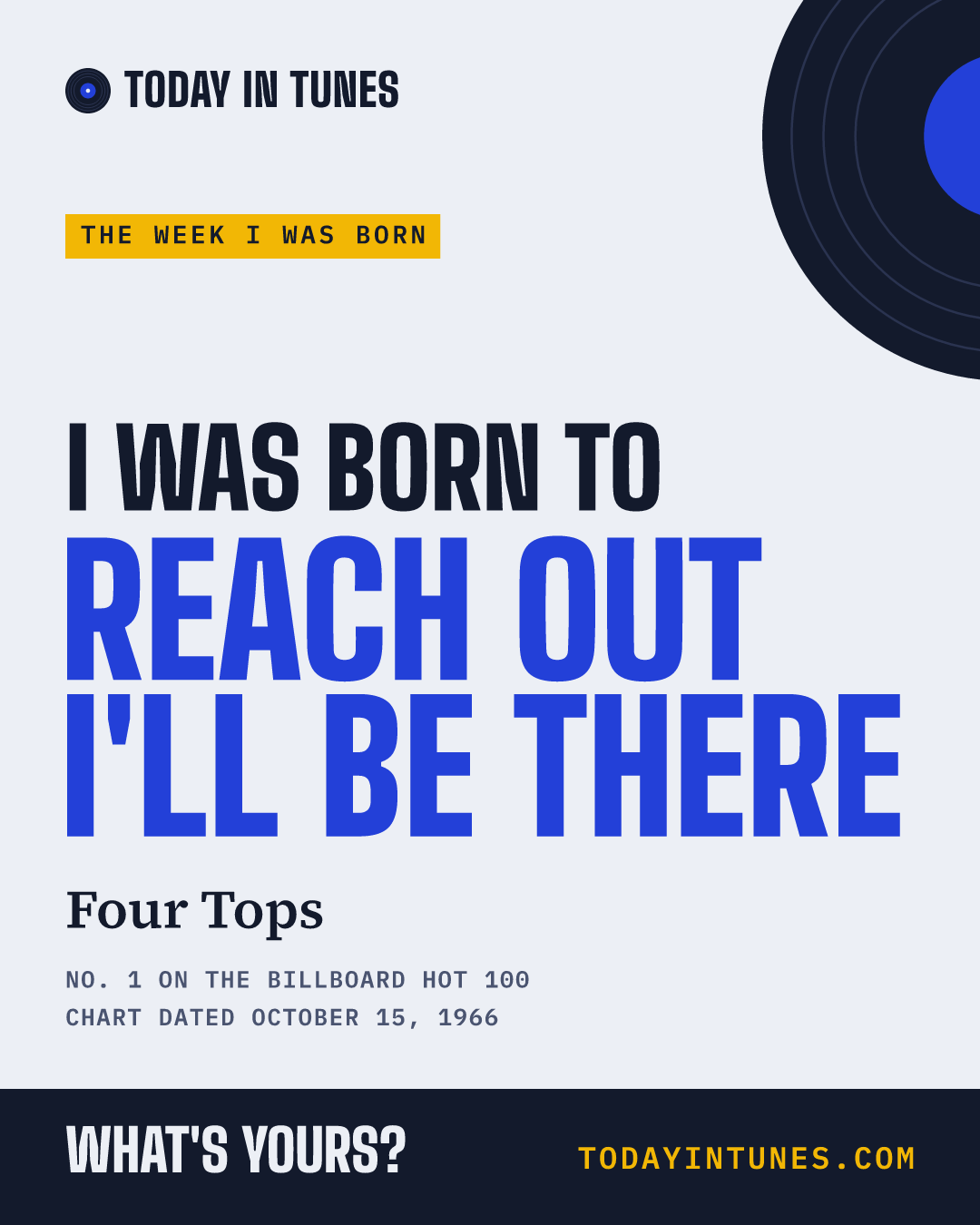 I was born to Reach Out I'll Be There, by Four Tops