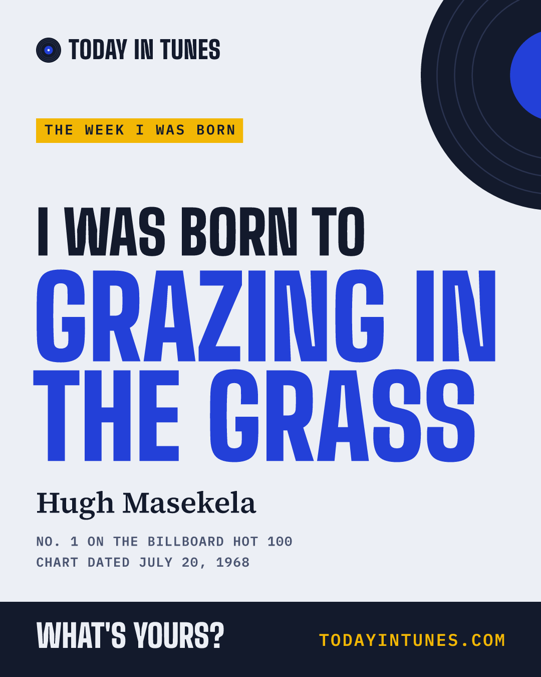 I was born to Grazing in the Grass, by Hugh Masekela