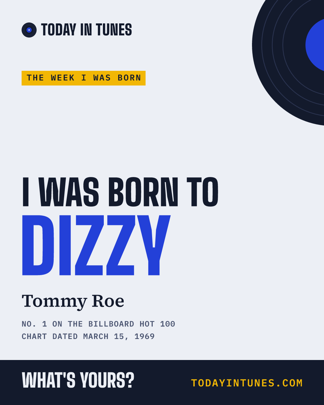 I was born to Dizzy, by Tommy Roe