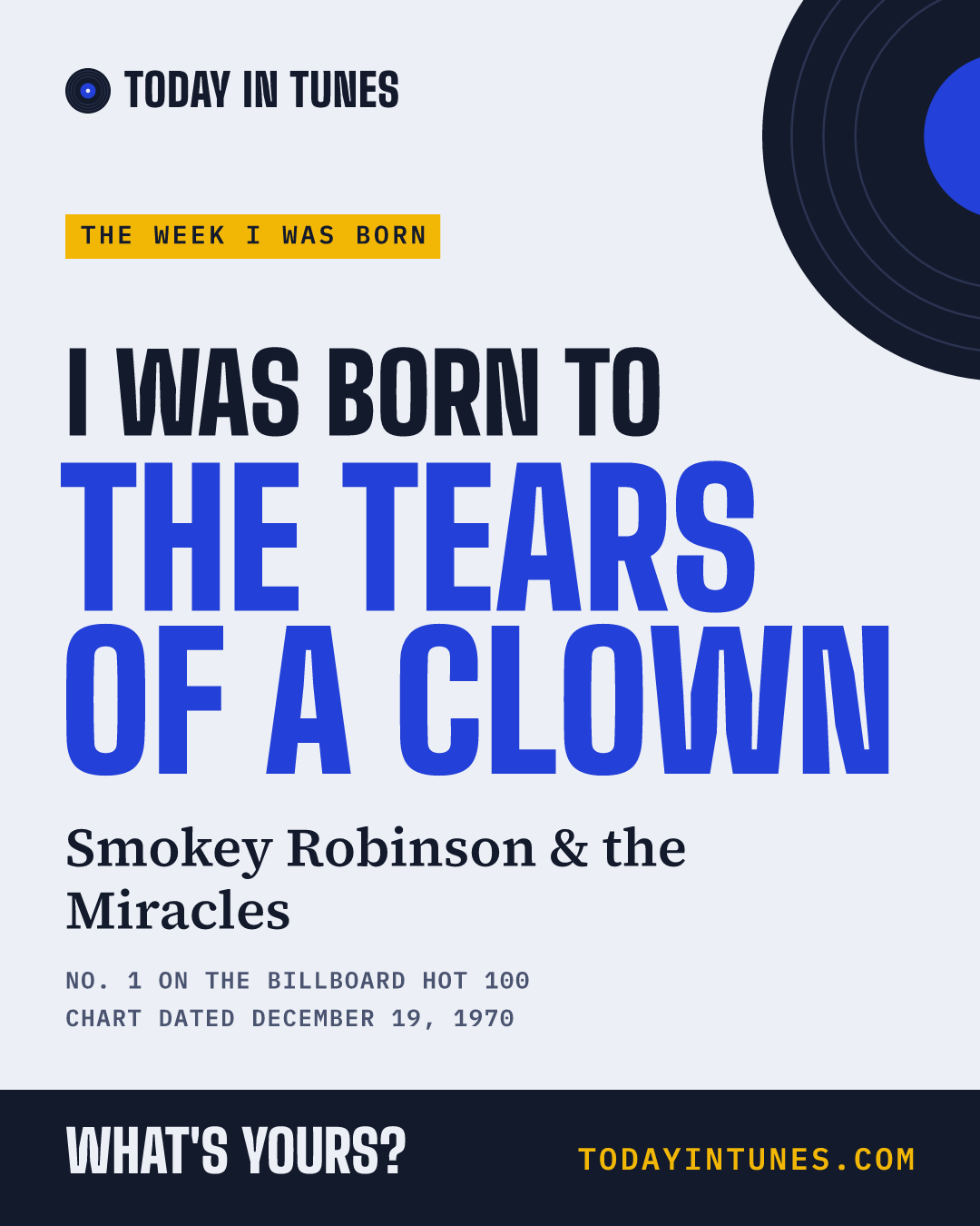 I was born to The Tears of a Clown, by Smokey Robinson & the Miracles
