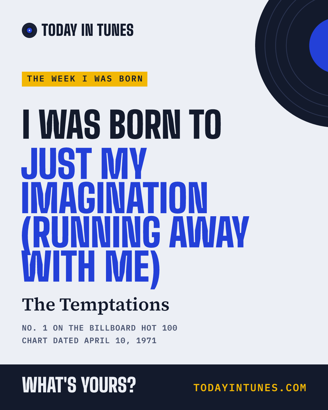 I was born to Just My Imagination (Running Away with Me), by The Temptations