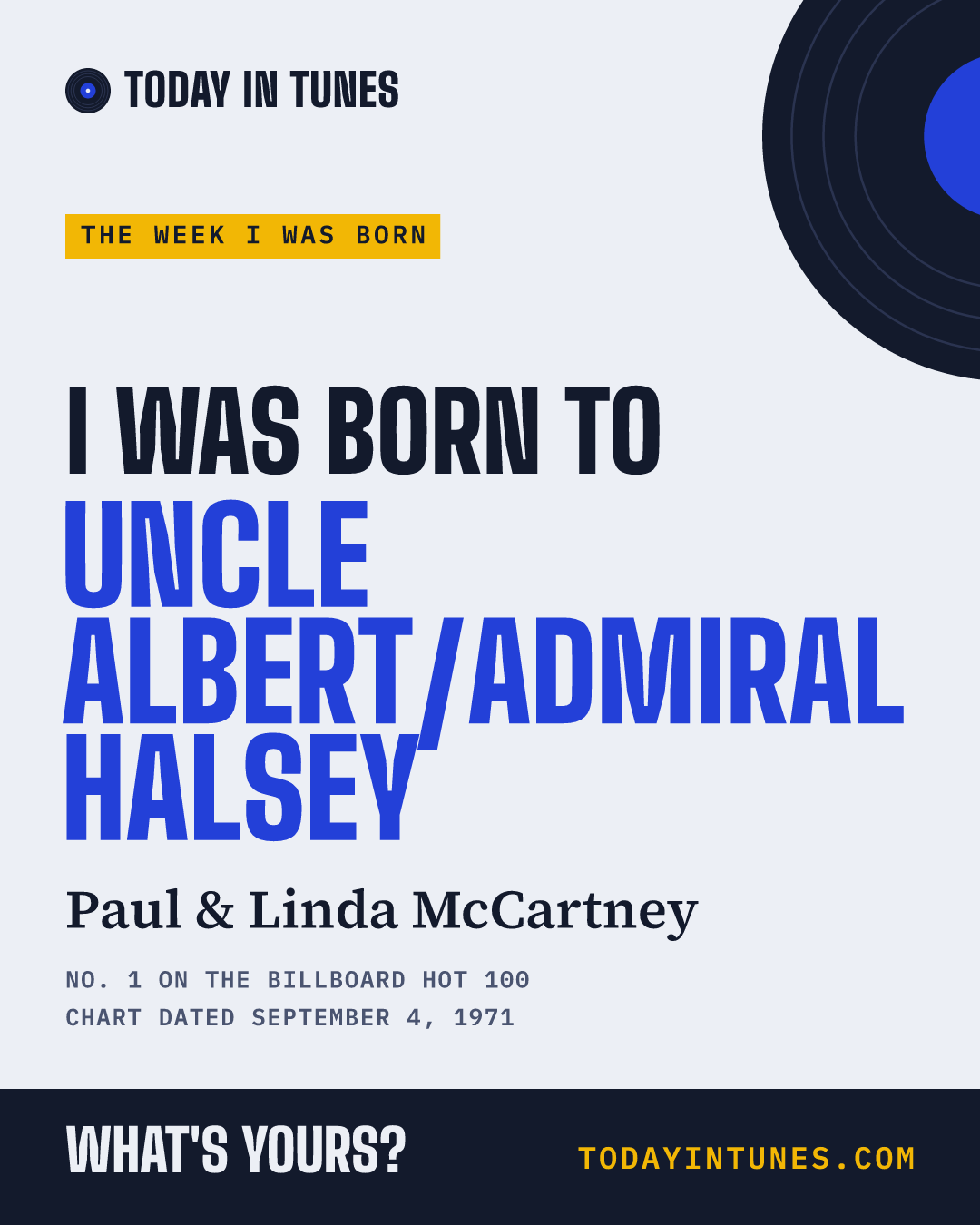 I was born to Uncle Albert/Admiral Halsey, by Paul & Linda McCartney
