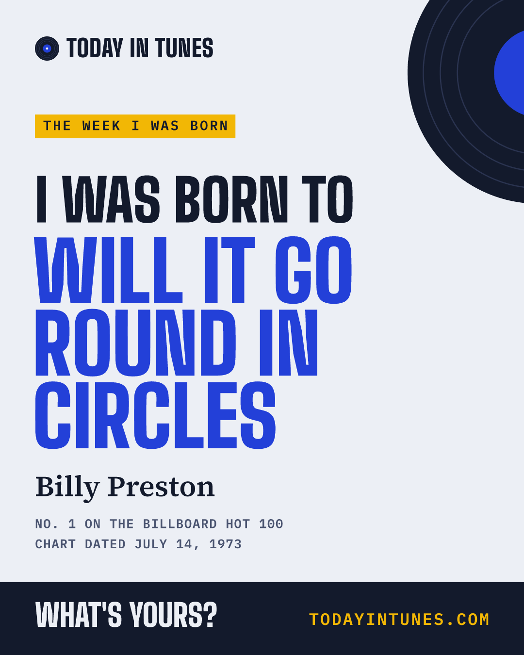 I was born to Will It Go Round in Circles, by Billy Preston
