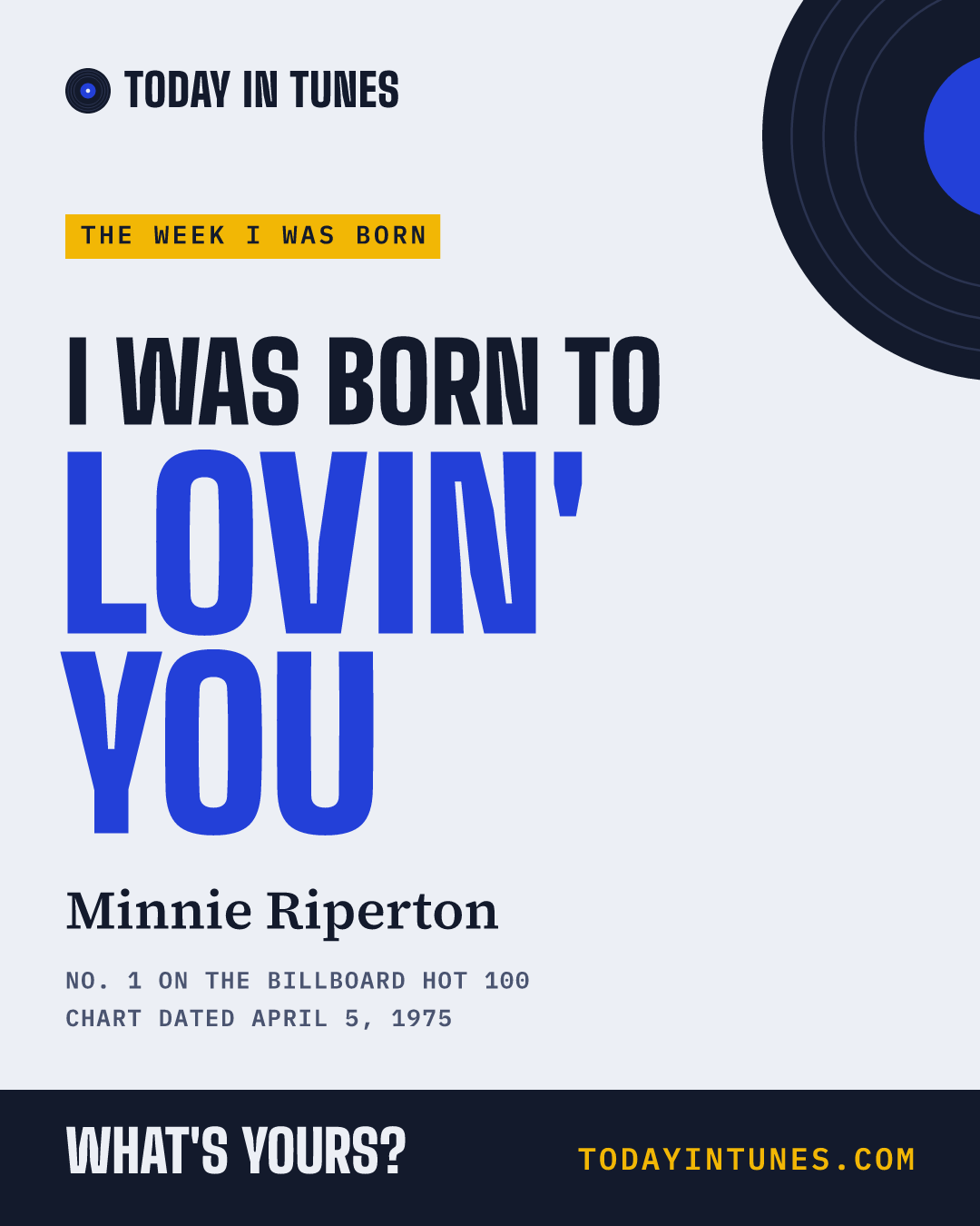 I was born to Lovin' You, by Minnie Riperton