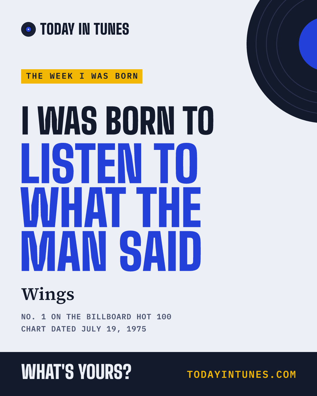 I was born to Listen to What the Man Said, by Wings