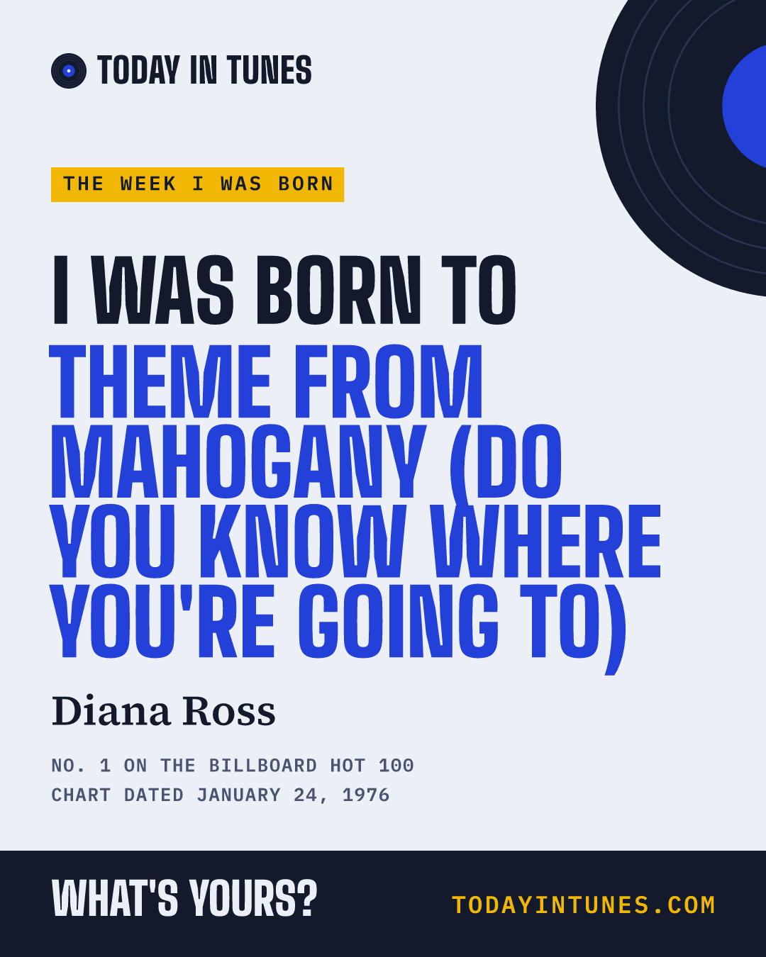 I was born to Theme from Mahogany (Do You Know Where You're Going To), by Diana Ross