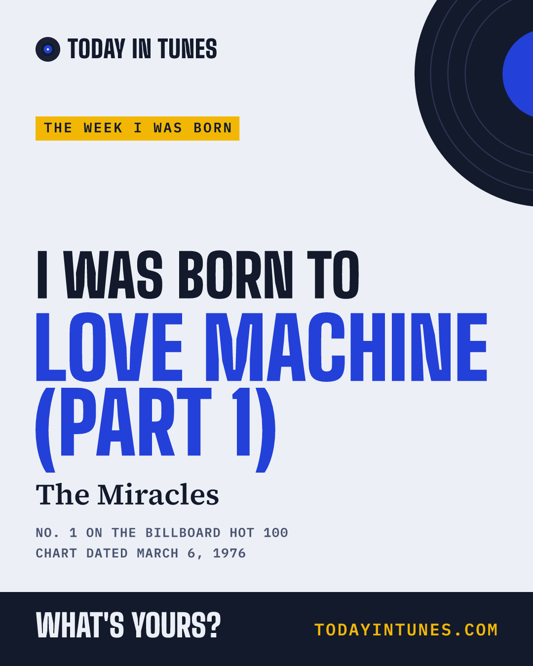 I was born to Love Machine (Part 1), by The Miracles