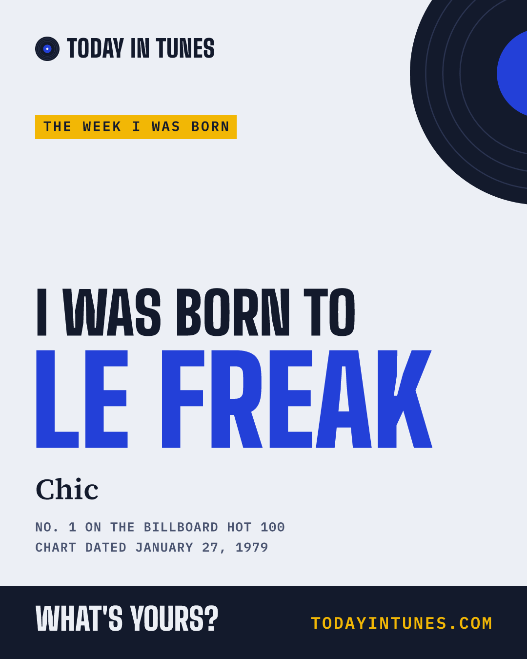 I was born to Le Freak, by Chic