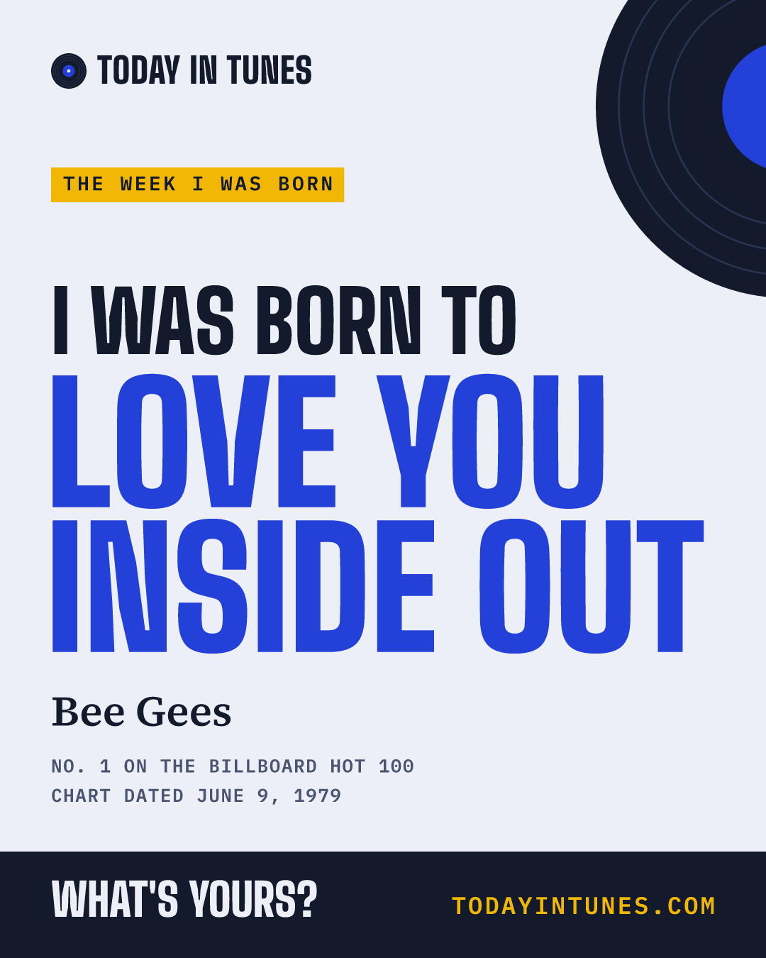 I was born to Love You Inside Out, by Bee Gees