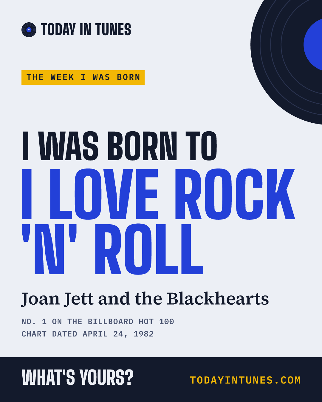 I was born to I Love Rock 'n' Roll, by Joan Jett and the Blackhearts