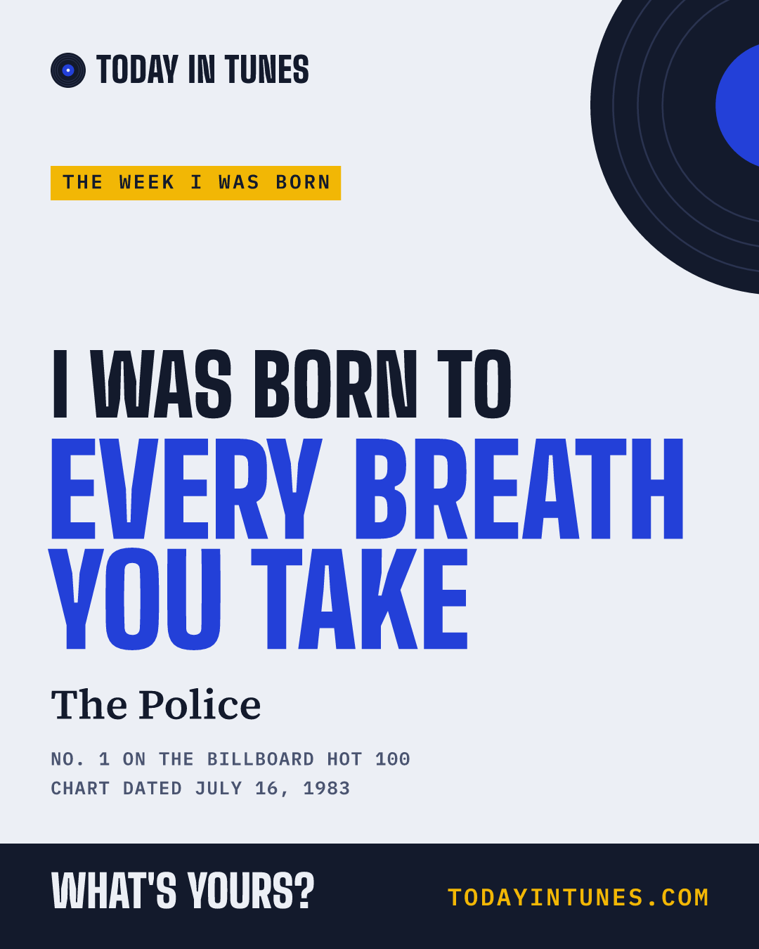 I was born to Every Breath You Take, by The Police