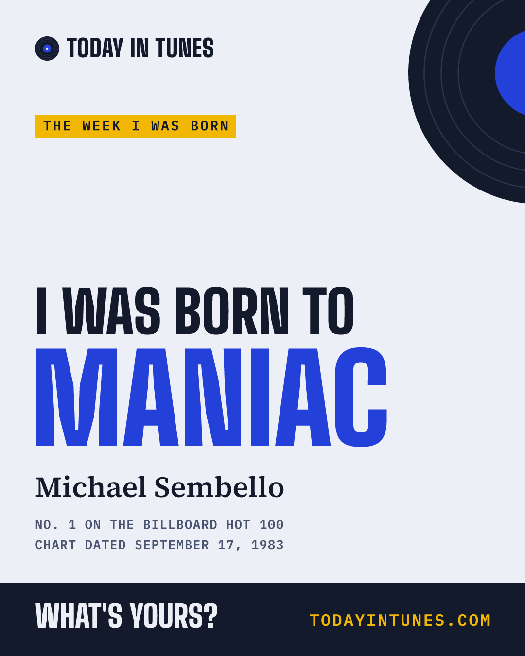 I was born to Maniac, by Michael Sembello