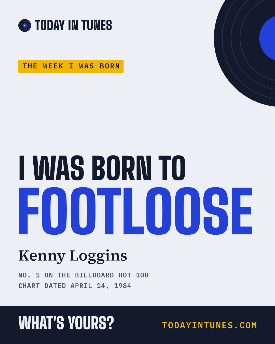 I was born to Footloose, by Kenny Loggins